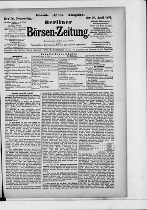 Berliner Börsen-Zeitung vom 20.04.1899