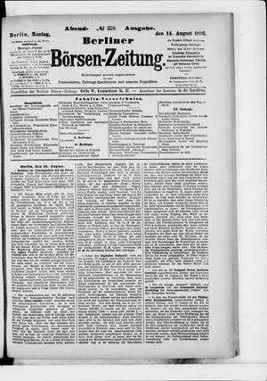 Berliner Börsen-Zeitung vom 14.08.1899