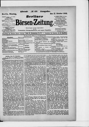 Berliner Börsen-Zeitung vom 17.10.1899