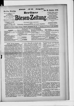Berliner Börsen-Zeitung vom 31.10.1899