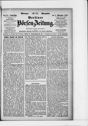 Berliner Börsen-Zeitung vom 02.11.1899