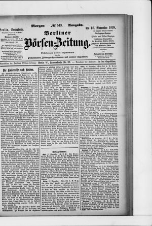 Berliner Börsen-Zeitung vom 18.11.1899