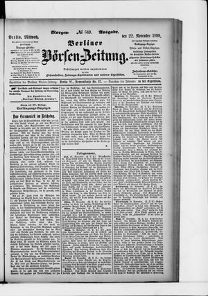 Berliner Börsen-Zeitung vom 22.11.1899