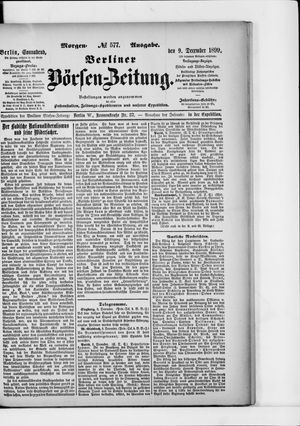 Berliner Börsen-Zeitung vom 09.12.1899