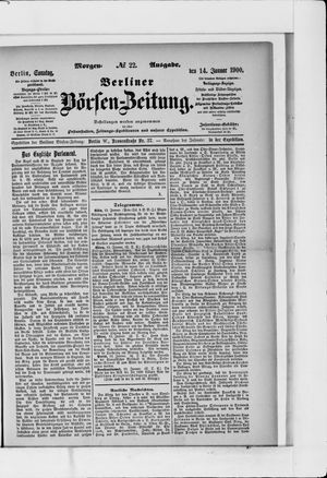 Berliner Börsen-Zeitung vom 14.01.1900
