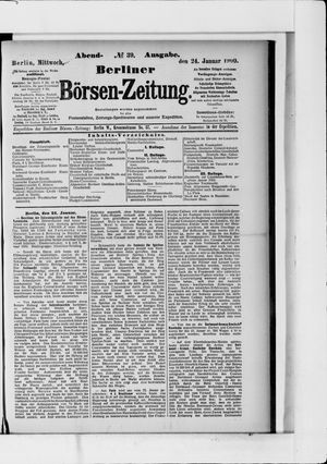 Berliner Börsen-Zeitung on Jan 24, 1900