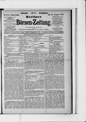 Berliner Börsen-Zeitung on Jan 25, 1900