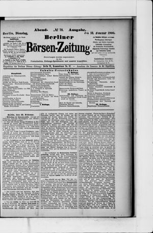 Berliner Börsen-Zeitung on Feb 13, 1900