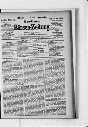 Berliner Börsen-Zeitung vom 16.05.1900