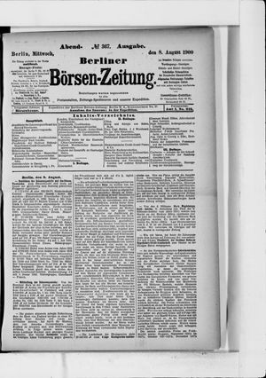 Berliner Börsen-Zeitung vom 08.08.1900