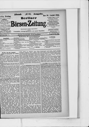 Berliner Börsen-Zeitung vom 10.08.1900