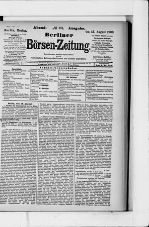 Berliner Börsen-Zeitung vom 13.08.1900