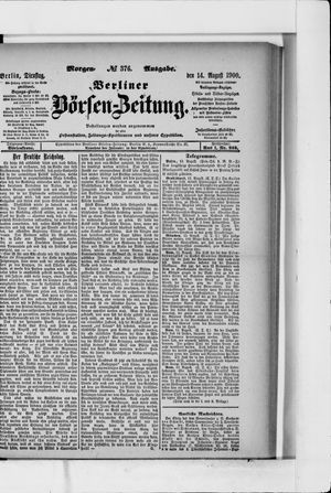 Berliner Börsen-Zeitung vom 14.08.1900