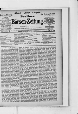 Berliner Börsen-Zeitung vom 21.08.1900