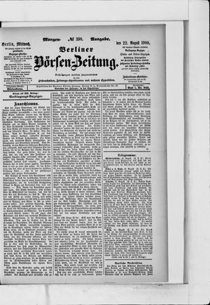 Berliner Börsen-Zeitung vom 22.08.1900