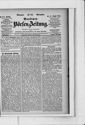 Berliner Börsen-Zeitung vom 31.08.1900