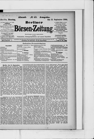 Berliner Börsen-Zeitung vom 11.09.1900