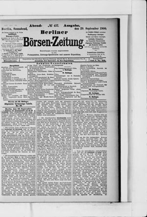 Berliner Börsen-Zeitung on Sep 29, 1900