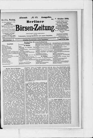 Berliner Börsen-Zeitung vom 08.10.1900