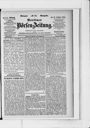 Berliner Börsen-Zeitung vom 31.10.1900