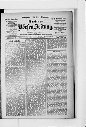 Berliner Börsen-Zeitung vom 01.11.1900