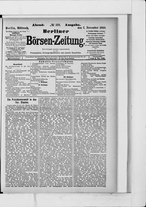 Berliner Börsen-Zeitung vom 07.11.1900