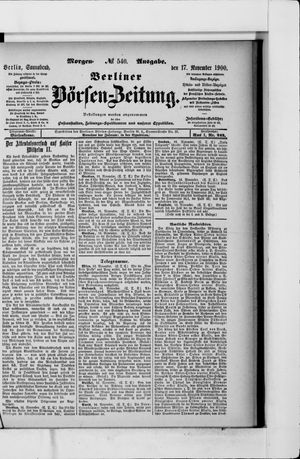 Berliner Börsen-Zeitung vom 17.11.1900