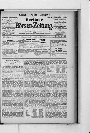 Berliner Börsen-Zeitung vom 17.11.1900