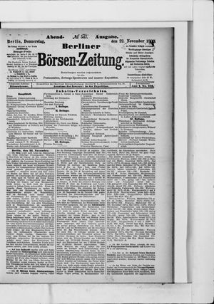 Berliner Börsen-Zeitung on Nov 22, 1900
