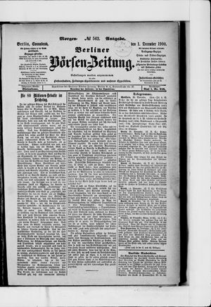Berliner Börsen-Zeitung vom 01.12.1900