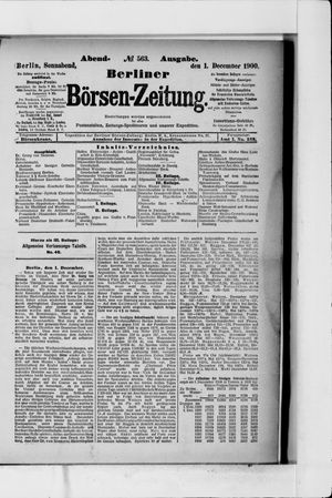 Berliner Börsen-Zeitung vom 01.12.1900