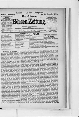 Berliner Börsen-Zeitung on Dec 13, 1900