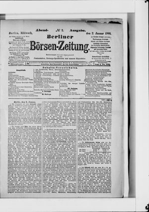 Berliner Börsen-Zeitung vom 02.01.1901