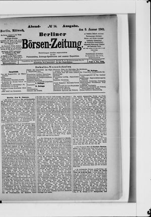 Berliner Börsen-Zeitung vom 09.01.1901