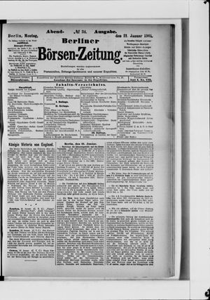 Berliner Börsen-Zeitung vom 21.01.1901