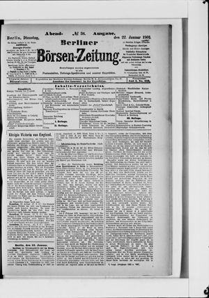 Berliner Börsen-Zeitung vom 22.01.1901