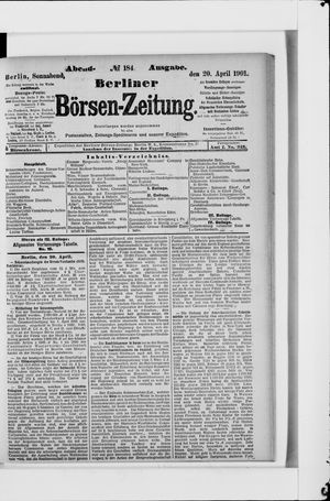 Berliner Börsen-Zeitung vom 20.04.1901