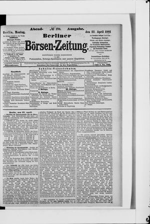 Berliner Börsen-Zeitung vom 22.04.1901