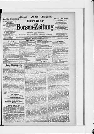 Berliner Börsen-Zeitung vom 25.05.1901