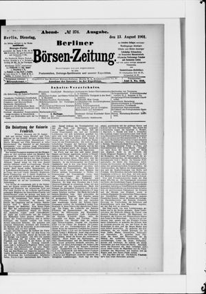 Berliner Börsen-Zeitung vom 13.08.1901
