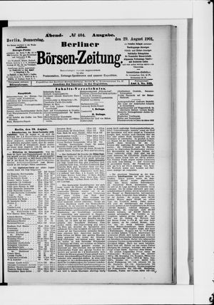 Berliner Börsen-Zeitung vom 29.08.1901