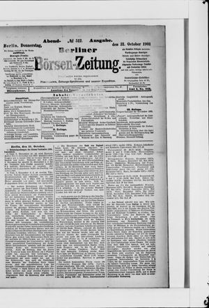 Berliner Börsen-Zeitung on Oct 31, 1901
