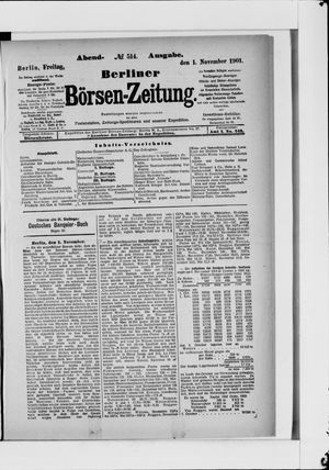 Berliner Börsen-Zeitung vom 01.11.1901
