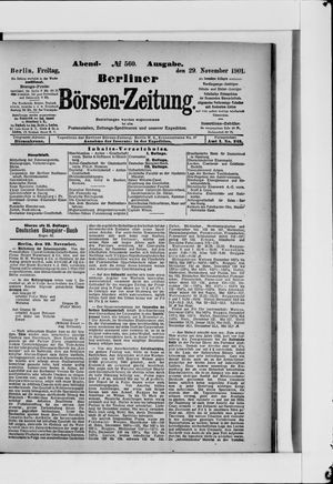 Berliner Börsen-Zeitung vom 29.11.1901