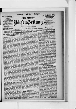 Berliner Börsen-Zeitung on Jan 12, 1902