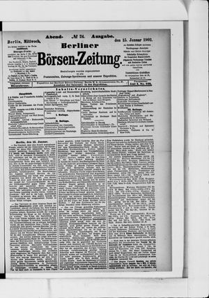 Berliner Börsen-Zeitung on Jan 15, 1902