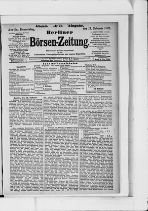 Berliner Börsen-Zeitung on Feb 13, 1902
