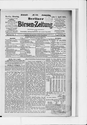 Berliner Börsen-Zeitung on Apr 1, 1902