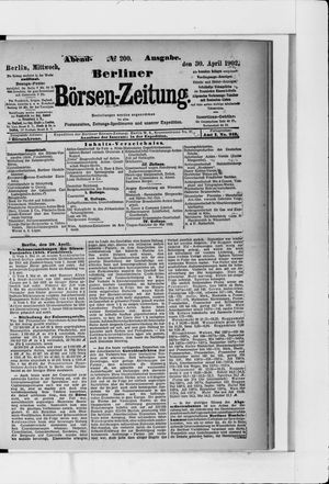Berliner Börsen-Zeitung on Apr 30, 1902