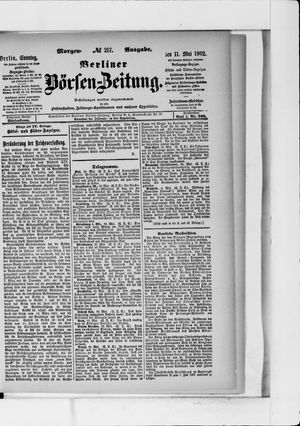 Berliner Börsen-Zeitung on May 11, 1902